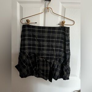 THEORY Silk/Cotton Blend Plaid Skirt